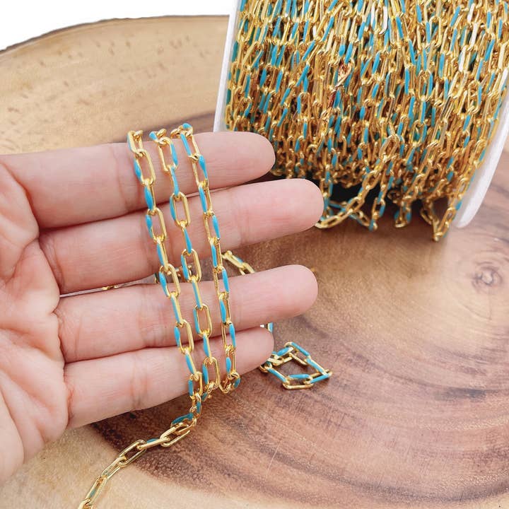 Beads Creation - Wholesale Link & Chain Necklace - Enamel Paperclip & Chevron Link & Chain Necklace by Foot7