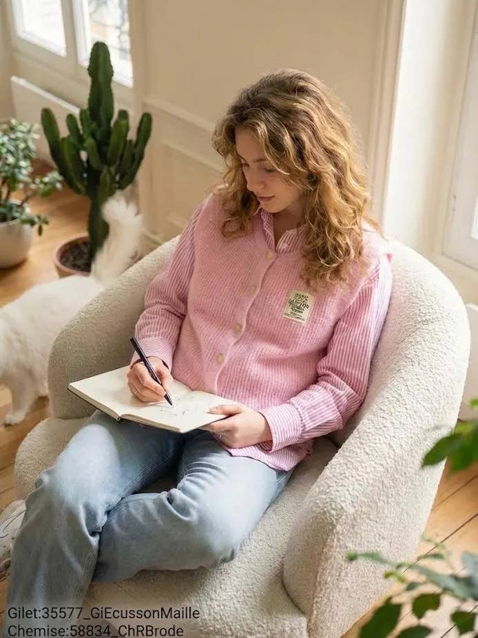 Strikvest med emblem @35577_GiEcussonMaille for engroshandel hos Mimi & Gogo