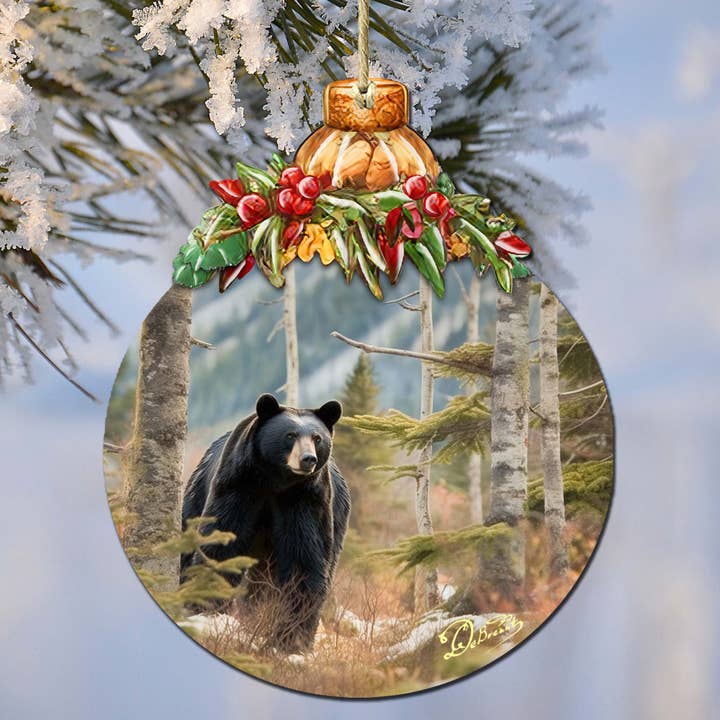 Designocracy - Wholesale Ornament - Black Bear Harmony Alaska Wooden Ornaments by G.Debrekht