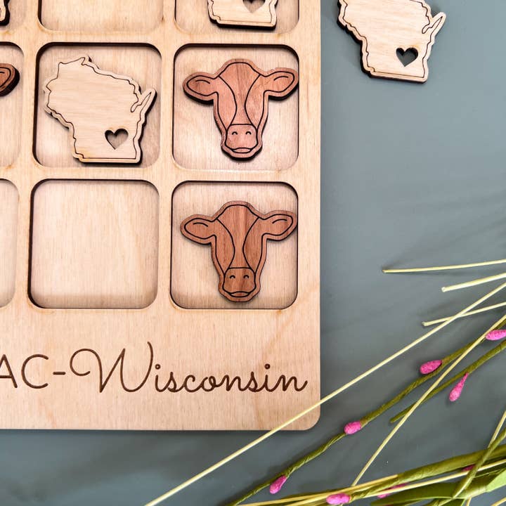 Birch House Games & Gifts - Wholesale Board Game - Wisconsin State Gift - Tic-Tac-Toe WI Game - Customizable!