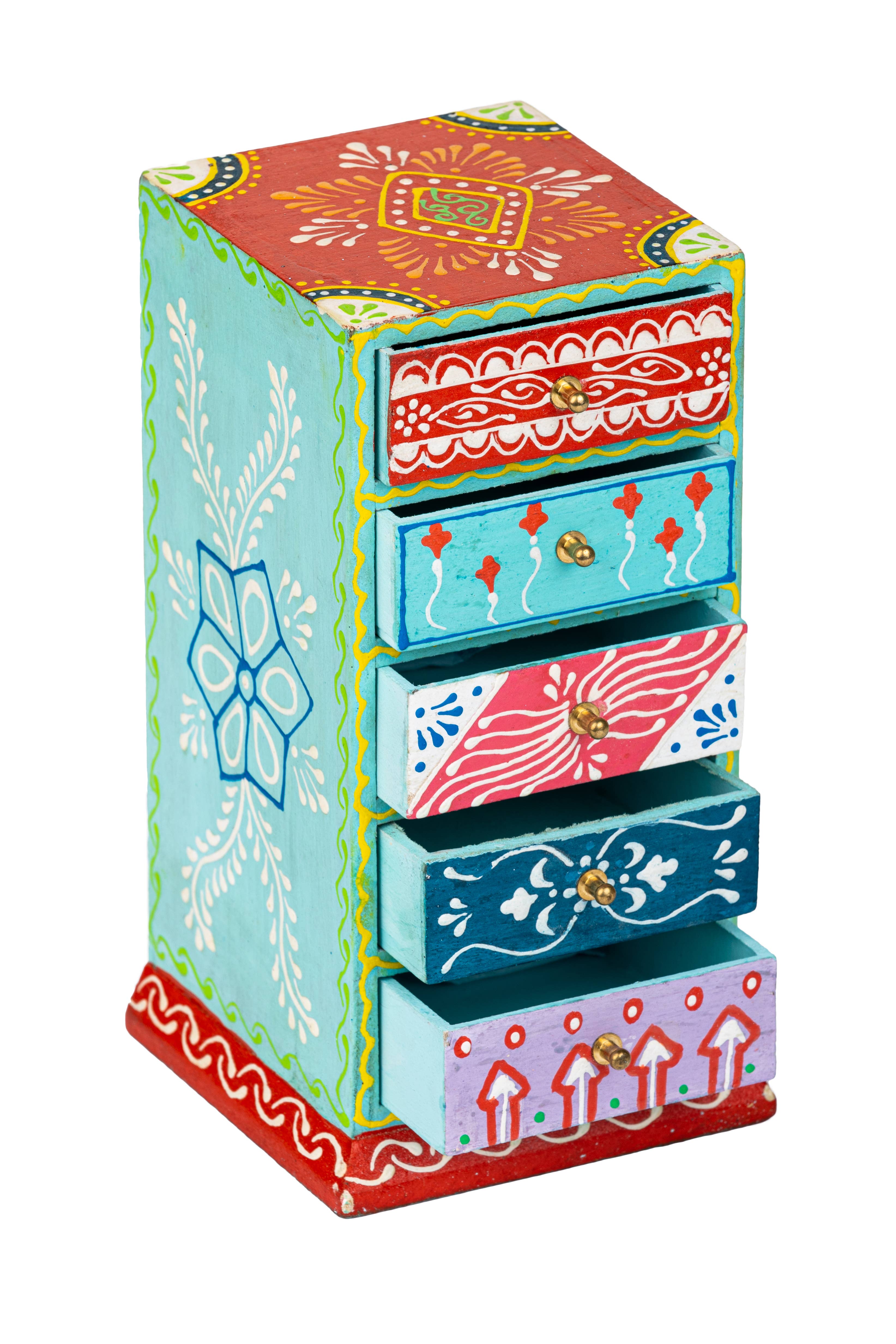 UNIQUE Petit meuble en bois décoré à la main avec singe - Peace & Love en vente sur Faire1