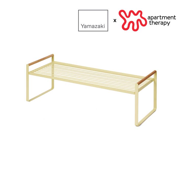 Yamazaki Home - Wholesale Kitchen Storage/Organizer - Countertop Wire Shelf - Steel + Wood - Yellow Pear