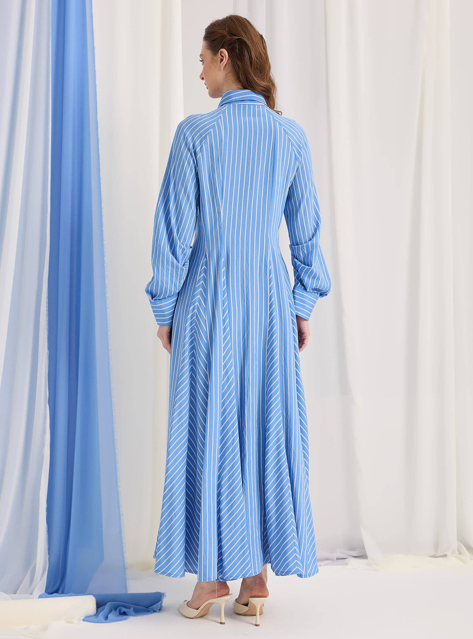 Store WF – wholesale Dress – Women's – Blue Stripe Maxi Dress8