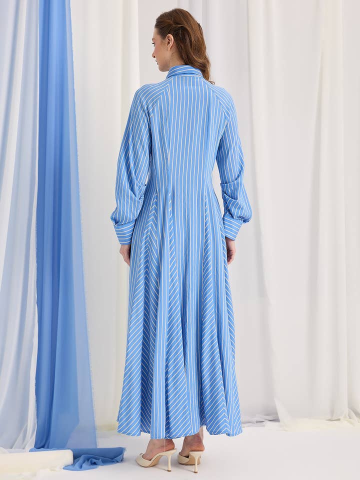 Store WF – wholesale Dress – Women's – Blue Stripe Maxi Dress8