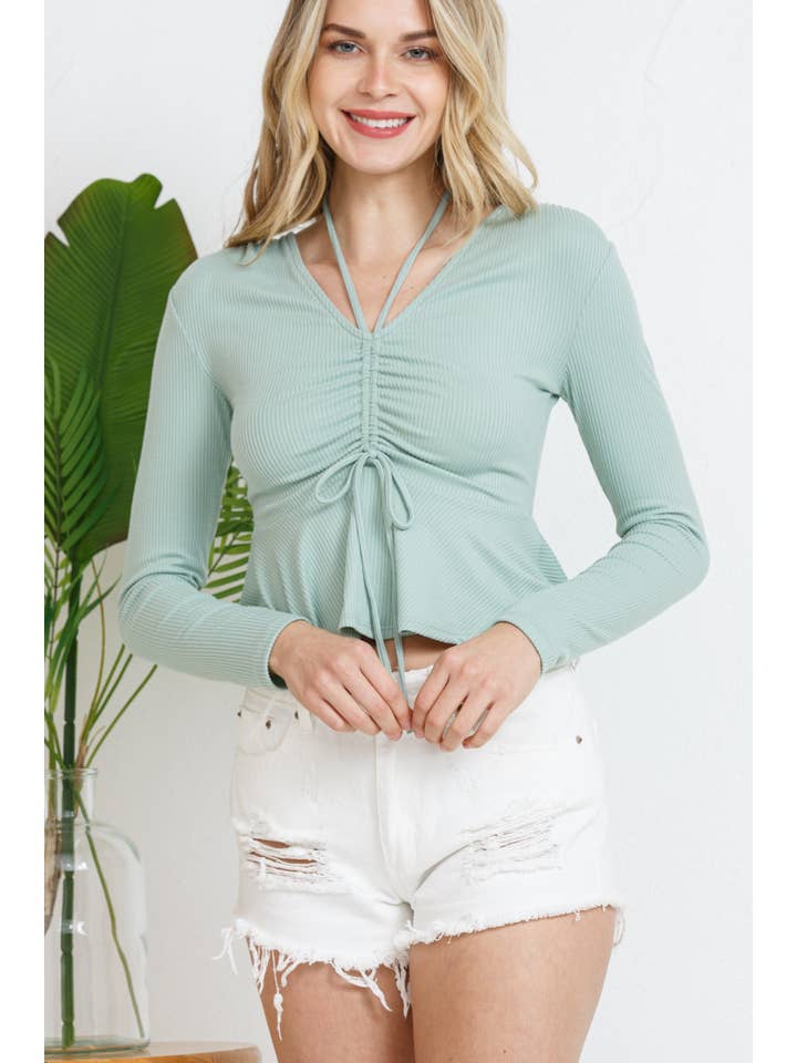 Blue B - Wholesale Knit Top - Women's - 71073T - Brushed Yummy Rib Tunnel Tie Long Peplum Top8