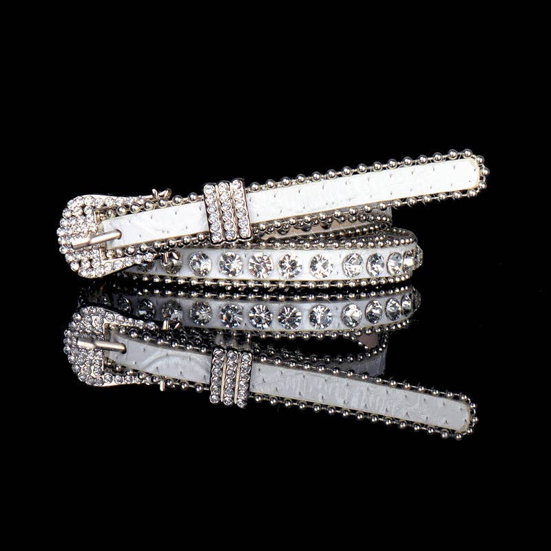 Tourtiwi – Großhandel Gürtel – Damen – Vintage glänzender Strass Skinny Belt5