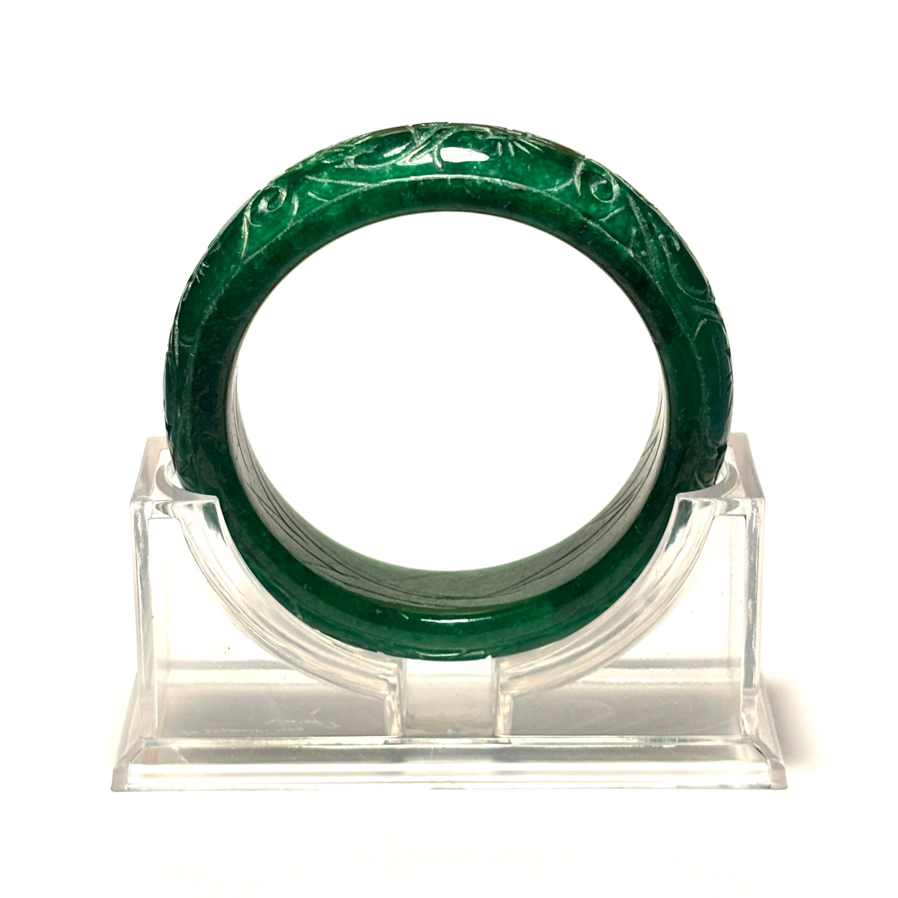Whitestone Jewelry Co. - Wholesale Bangle Bracelet - Hand-Carved Green Jade Bangle6