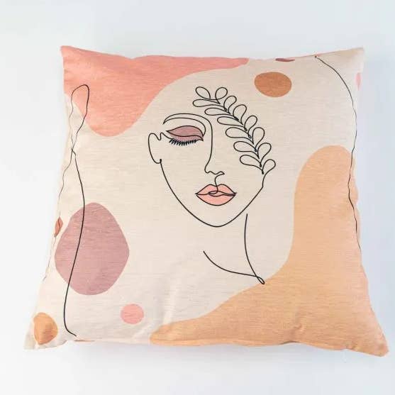 Housse de coussin en chenille Rufina - Visage pour la vente par Superkussens