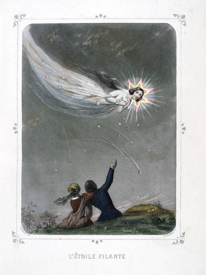 Étoile filante, tirée de Les Étoiles Dernière Féerie par JJ Grandville - 1849 pour la vente par Flashback Shop