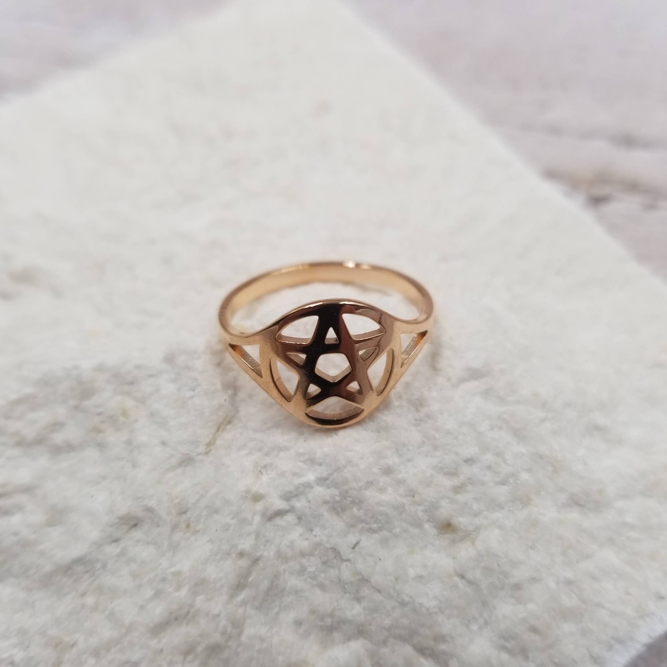 Treasure Wholesale - Wholesale Band/Stacked Ring - Pentagram Ring - Gold , Silver , Rose Gold4