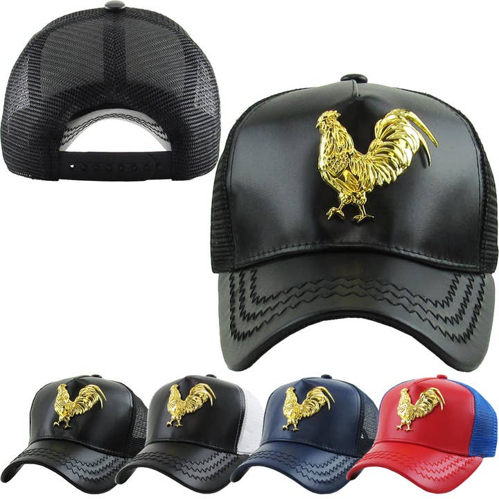 ROOSTER Emblem PU Leather Meshback Snapback for wholesale by KBETHOS