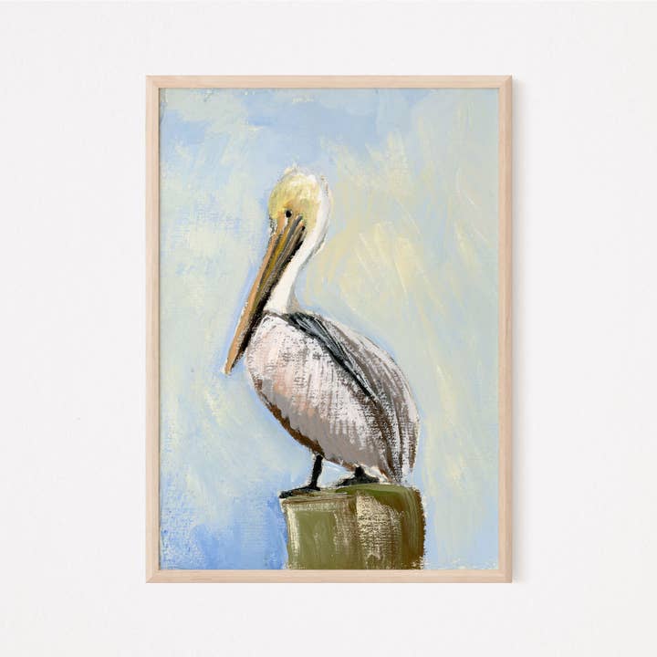 Amanda Wathen Fine Art - Wholesale Art Print - Mildred, a Pelican Bird Vertical Print1