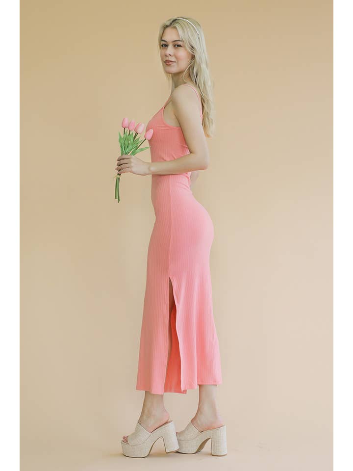 CAPELLA APPAREL - Wholesale Dress - Women's - Ribbed Side Slit Long Cami Dress14