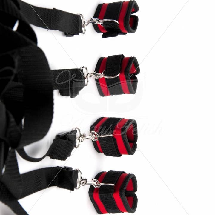Kinky Pleasure - Vente Sex toys - Système de contraintes pour poignets et chevilles rouge Argus - AF 0010342
