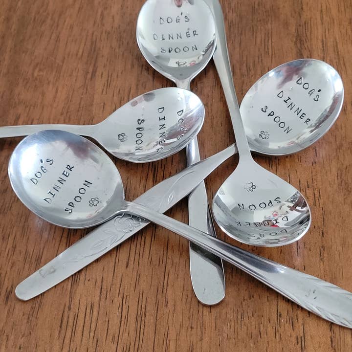 "Dog's Dinner Spoon" Quote Cutlery (Spoon), Hand stamped for wholesale by Samantha's Studio