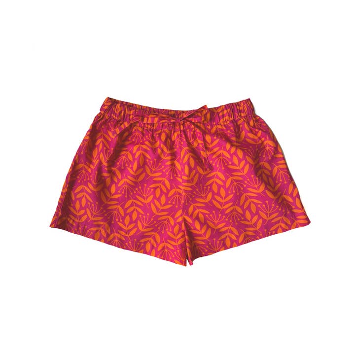 Sleep Shorts: Summer Meadow - Magenta & Orange for wholesale by Lime Tree Design - US