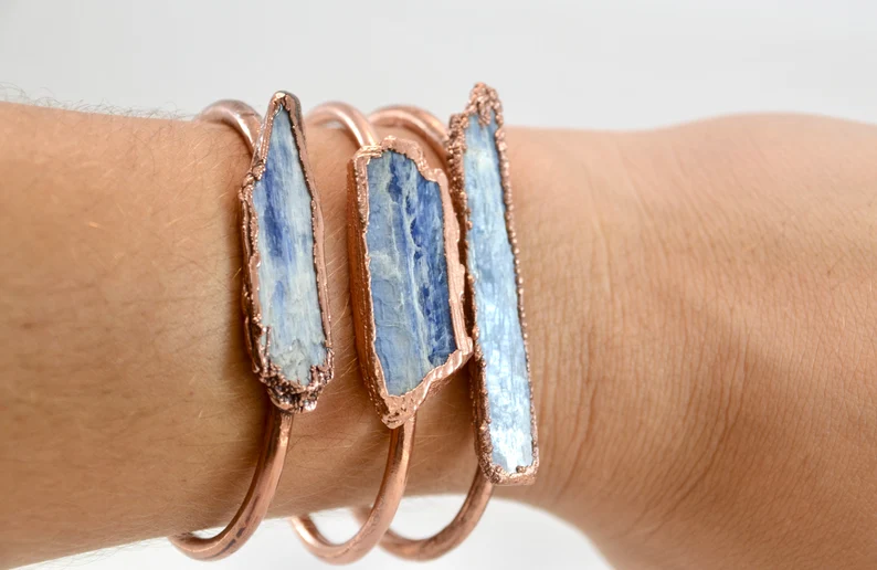 Daddy Daughter Jewelry – wholesale Manschettarmband – Rå blå kyanite koppar armband manschett6