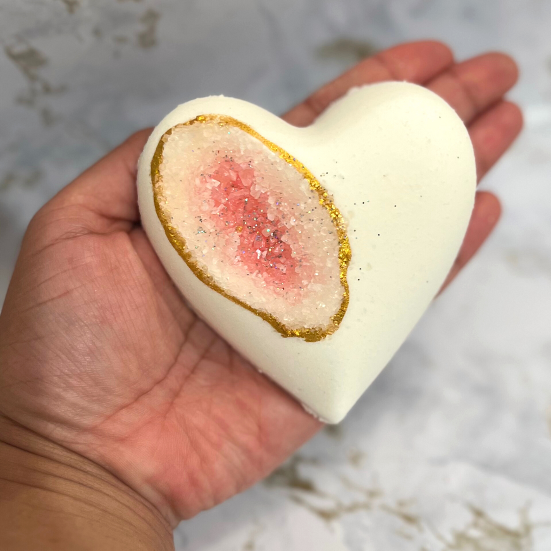 SNB Luxury Bath Products - Wholesale Bath Bomb/Fizz - Geode Amethyst Heart Bath Bombs | Valentines, Holiday 1