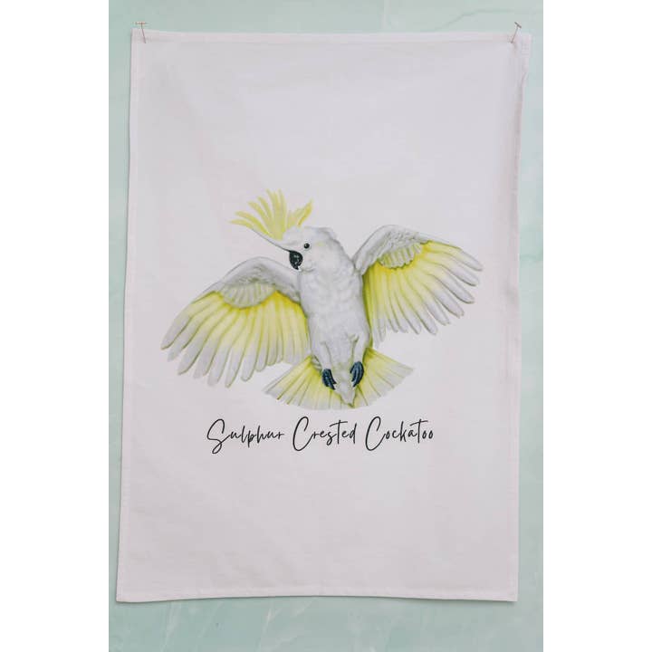 Australiana Gifts Co - Wholesale Tea Towel - AGCT1018: Sulphur Crested Cockatoo Tea Towel