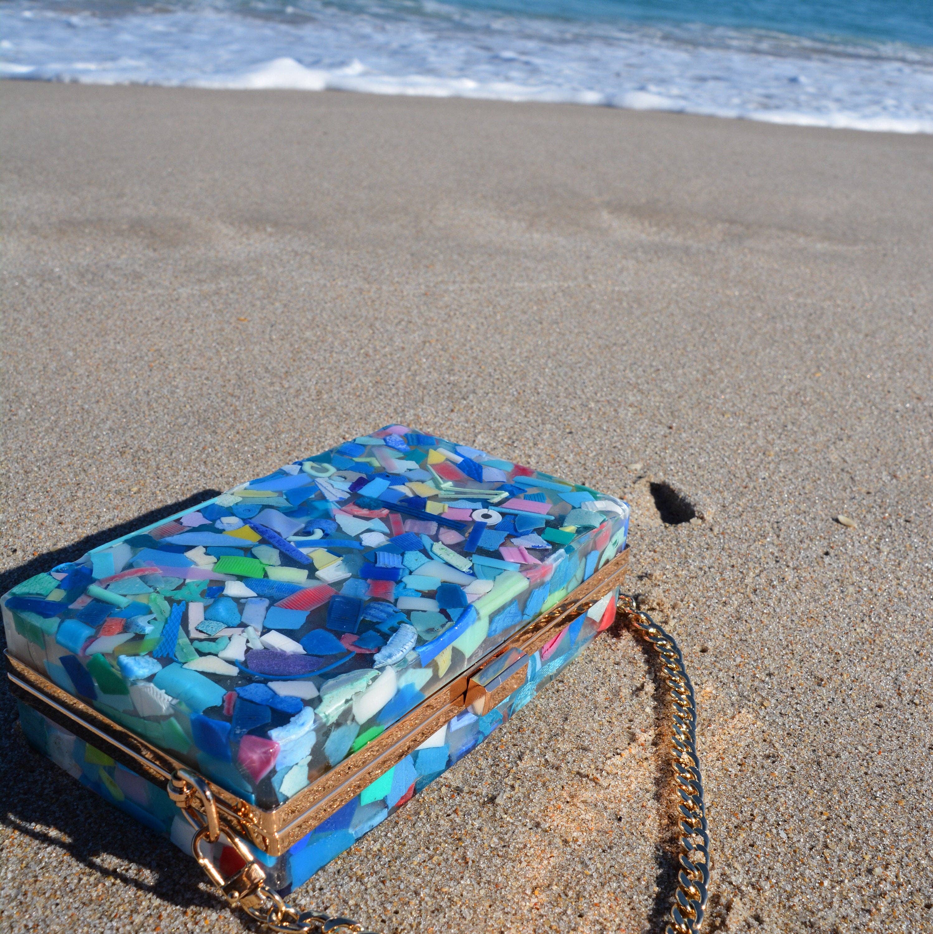 Ocean Plastics - Wholesale Clutch Bag - Women's - Statement clutch made from ocean plastic, purse made of micro plastic, colorful evening bag, recycled eco-friendly fashion, something blue1