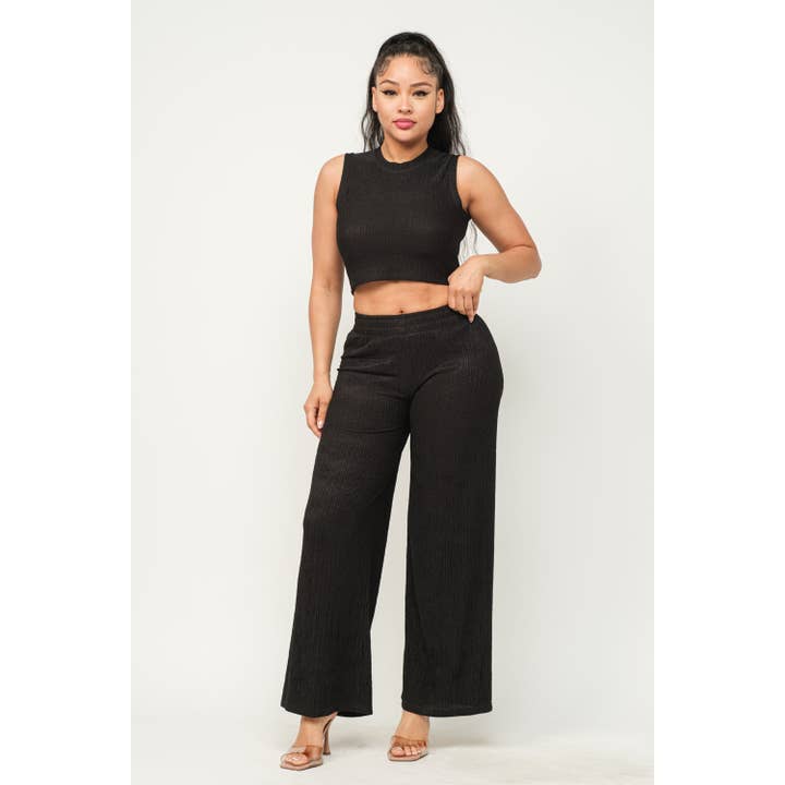 ITSSY - Wholesale Top & Pant Set (NOT Loungewear) - Women's - CROP TOP AND WIDE PANTS SET