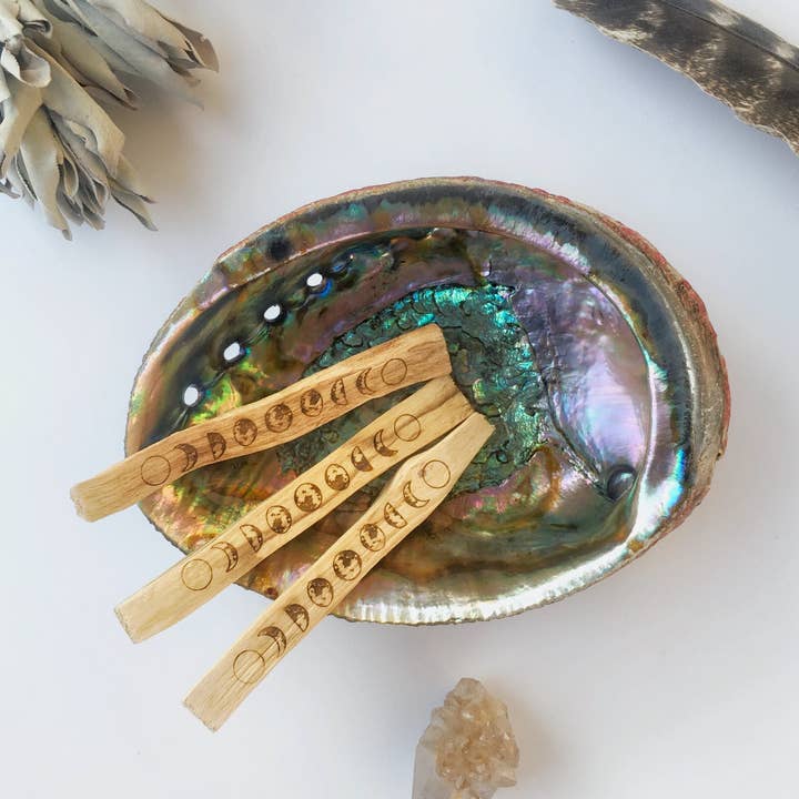 Etched Palo Santo "Moon Phase" for wholesale by Fractalista Designs