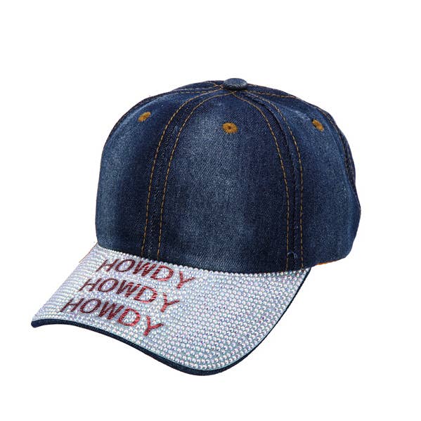 Ladies Rhinestone Howdy Theme Baseball Cap for wholesale by Nima Accessories Inc