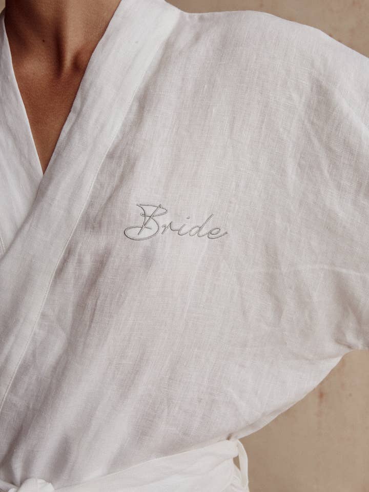 Dove Grey Accessories - Wholesale Robe - Women's - Addison French Linen Robe in Ivory