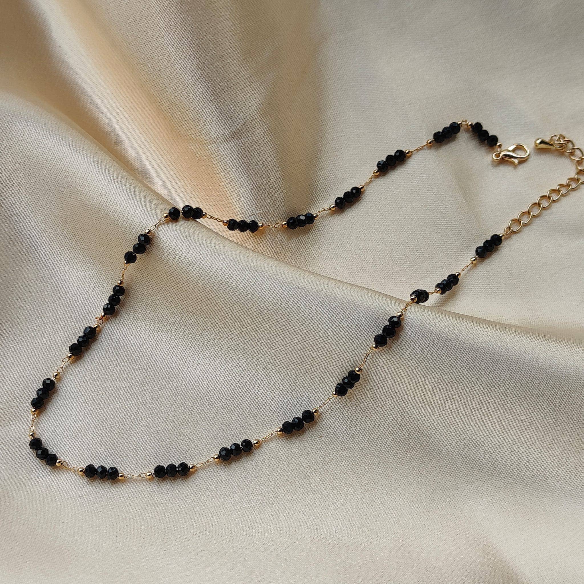 The Colourful Aura – wholesale Beaded/pearl necklace – Handmade Black Crystal Beaded Indian Asian Nazar Mangalsutra Choker Necklace5