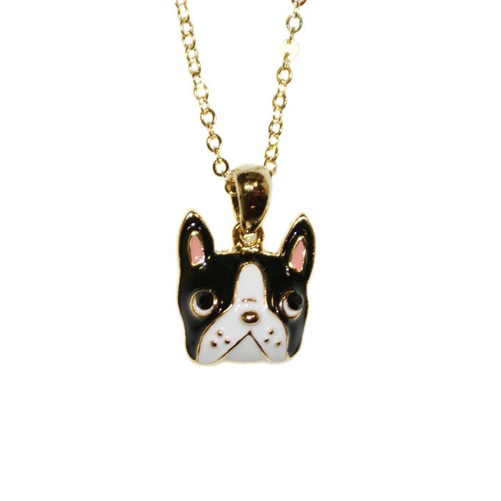 Collana Bulldog francese - GGNL98 ORO/NERO/BIANCO per la vendita all'ingrosso da parte di Goody Gumdrops