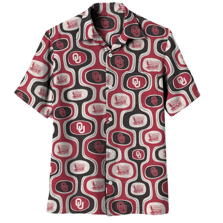 Oklahoma Sooners Men's Cabana Short Sleeve Shirt for wholesale by Wes and Willy