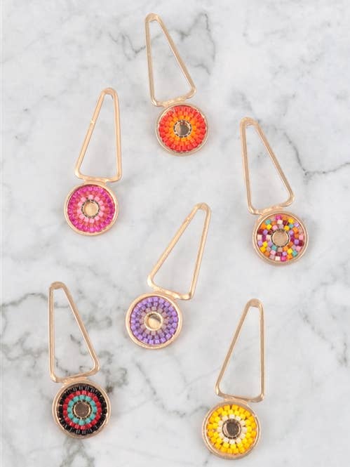 Geometric Seed Beads Drop Earrings for wholesale by MYS Wholesale Inc