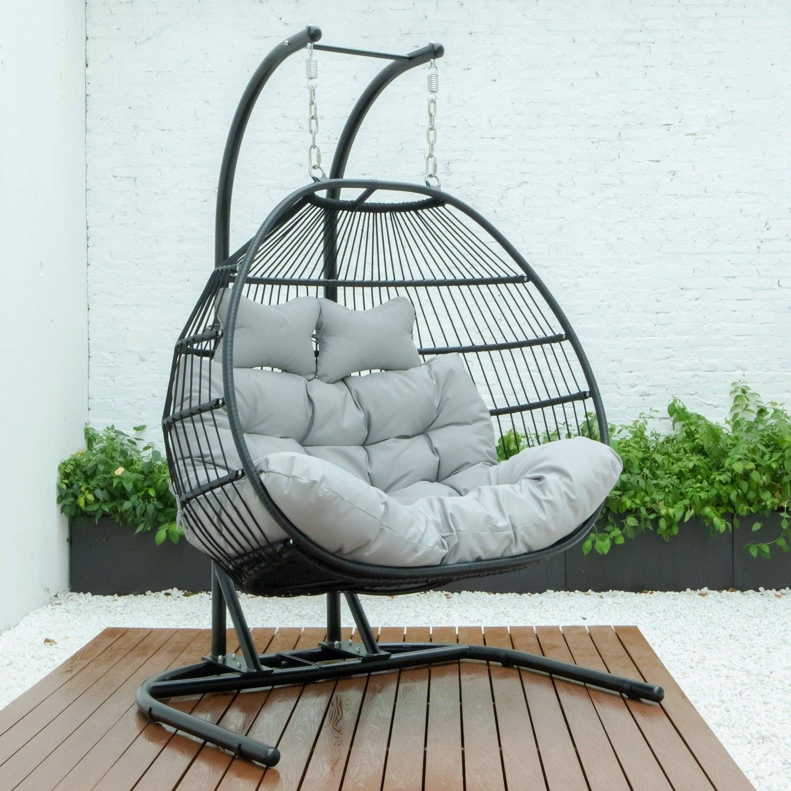 LeisureMod - Wholesale Egg Chair - Wicker 2 Person Double Folding Hanging Egg Swing Chair95
