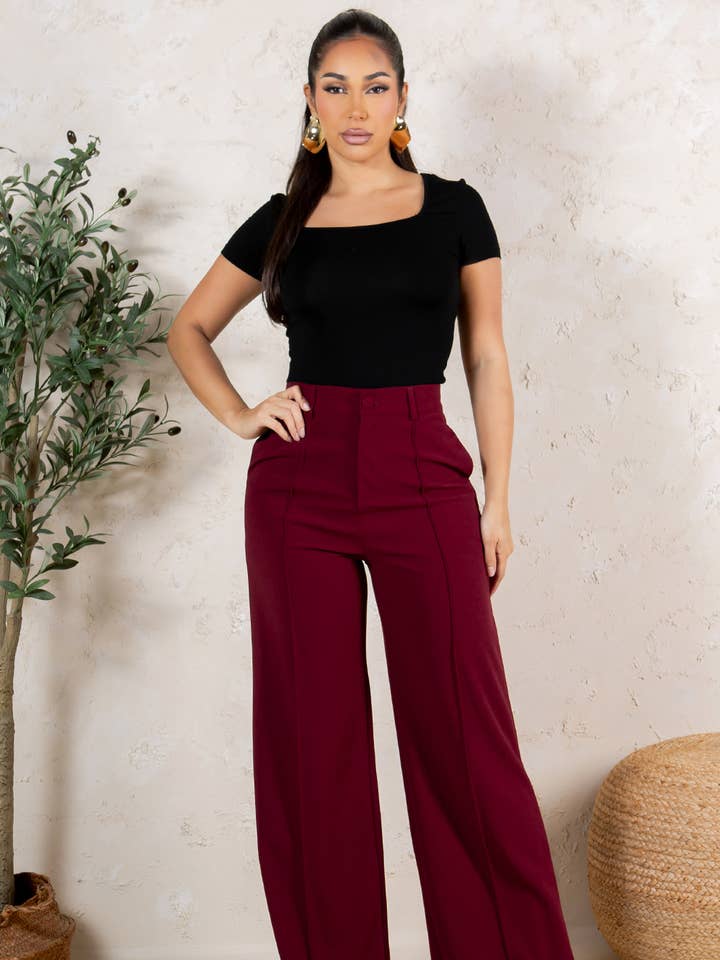 Women's Solid High Waist Formal Pants for wholesale by Fashion Space