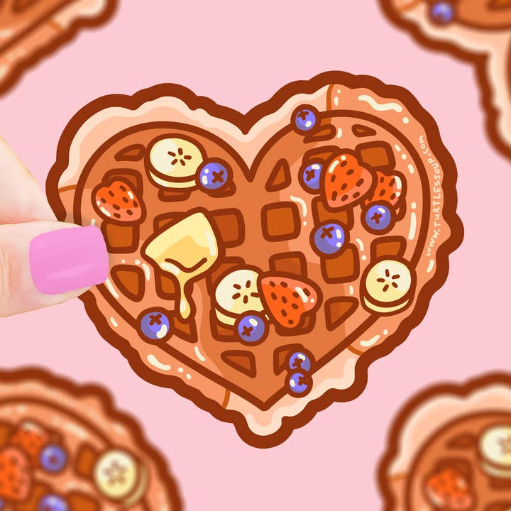 Waffle Heart Breakfast Foods Funny Vinyl Sticker for wholesale by Turtle's Soup