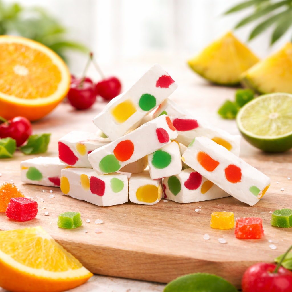 Candy In Bulk - Vente Bonbons durs - Bonbon Nougat Fruité Jujube Doré – Emballé Individuellement – Pack Économique en Vrac1