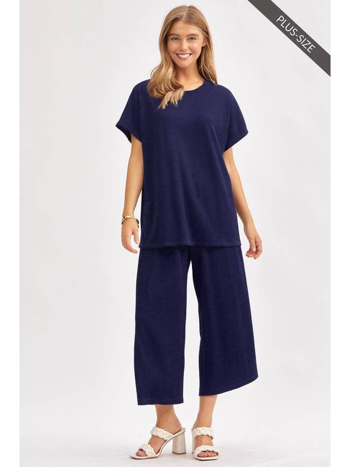Dear Scarlett - Wholesale Top & Pant Set (NOT Loungewear) - Women's - PLUS SIZE Solid Top + Wide Leg Pants TRVSET-PALMBEACHP