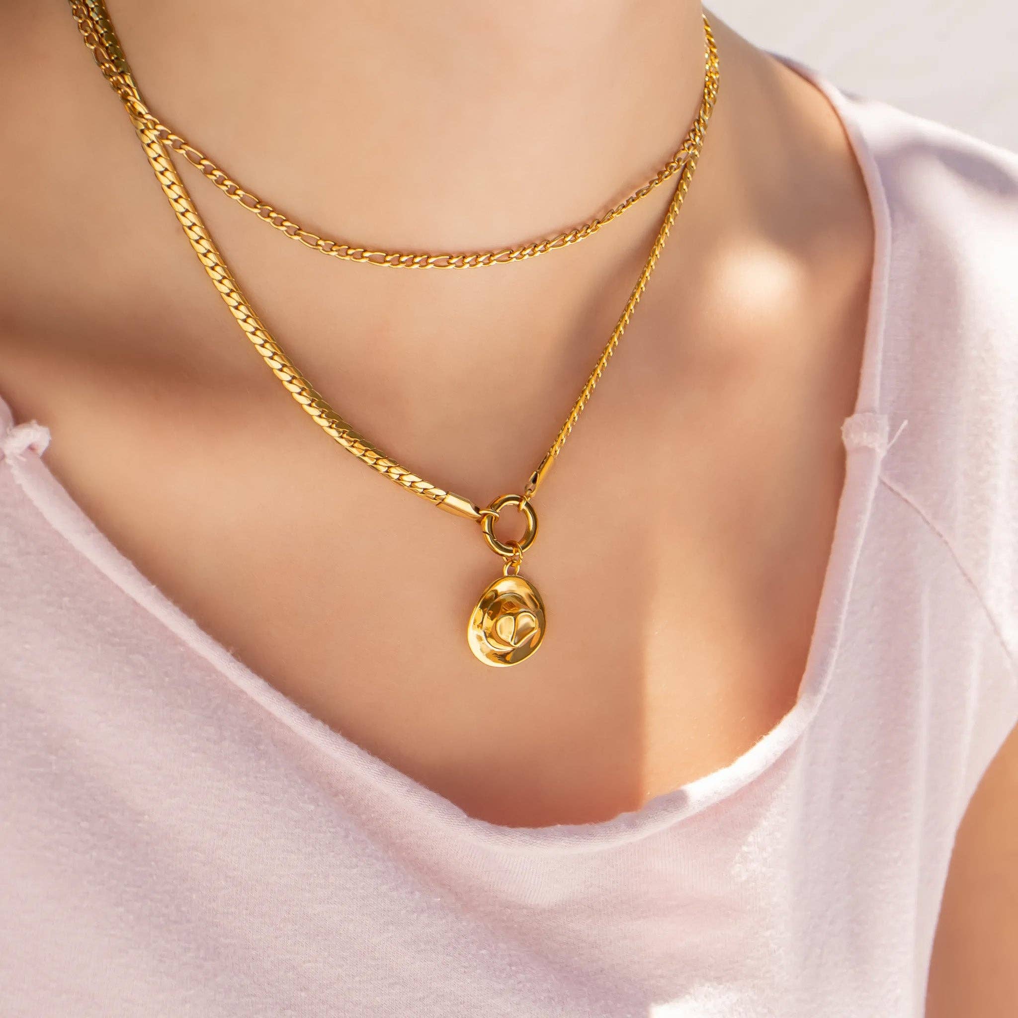 WJW – wholesale Hänge-/berlockhalsband – Halsband med berlockhållare i 18K guld PVD rostfritt stål.12