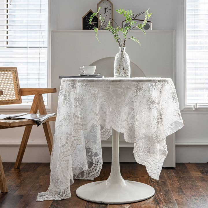 HOME FLOWER EMBROIDERED LACE TABLECLOTH_CWMM0944 for wholesale by ACCITY