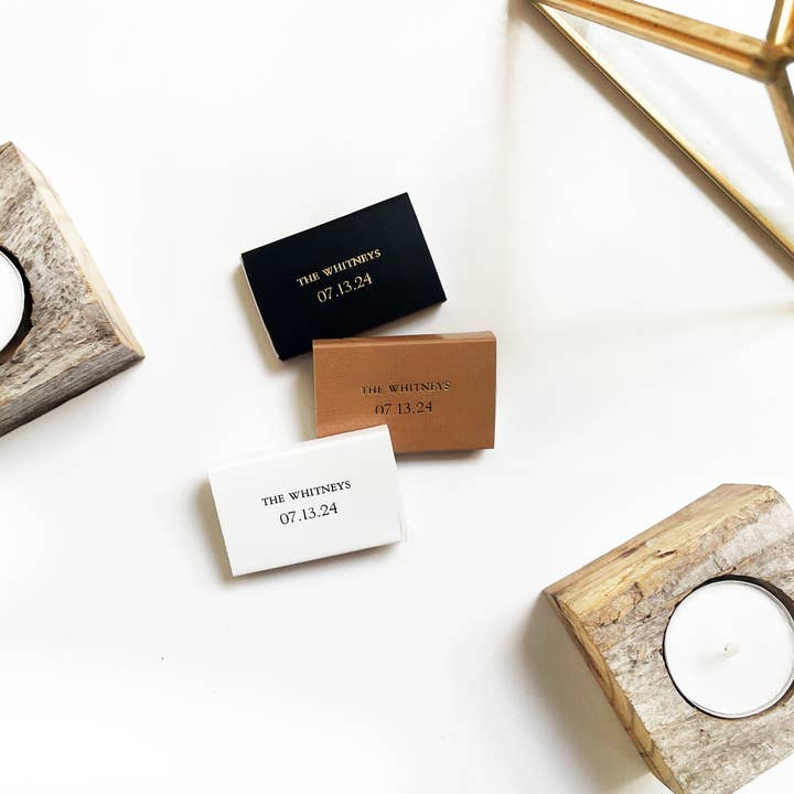 Studio Portmanteau - Wholesale Matches - Custom Text DOUBLE-SIDED Foil Emboss Matchbox | Smaller Font6