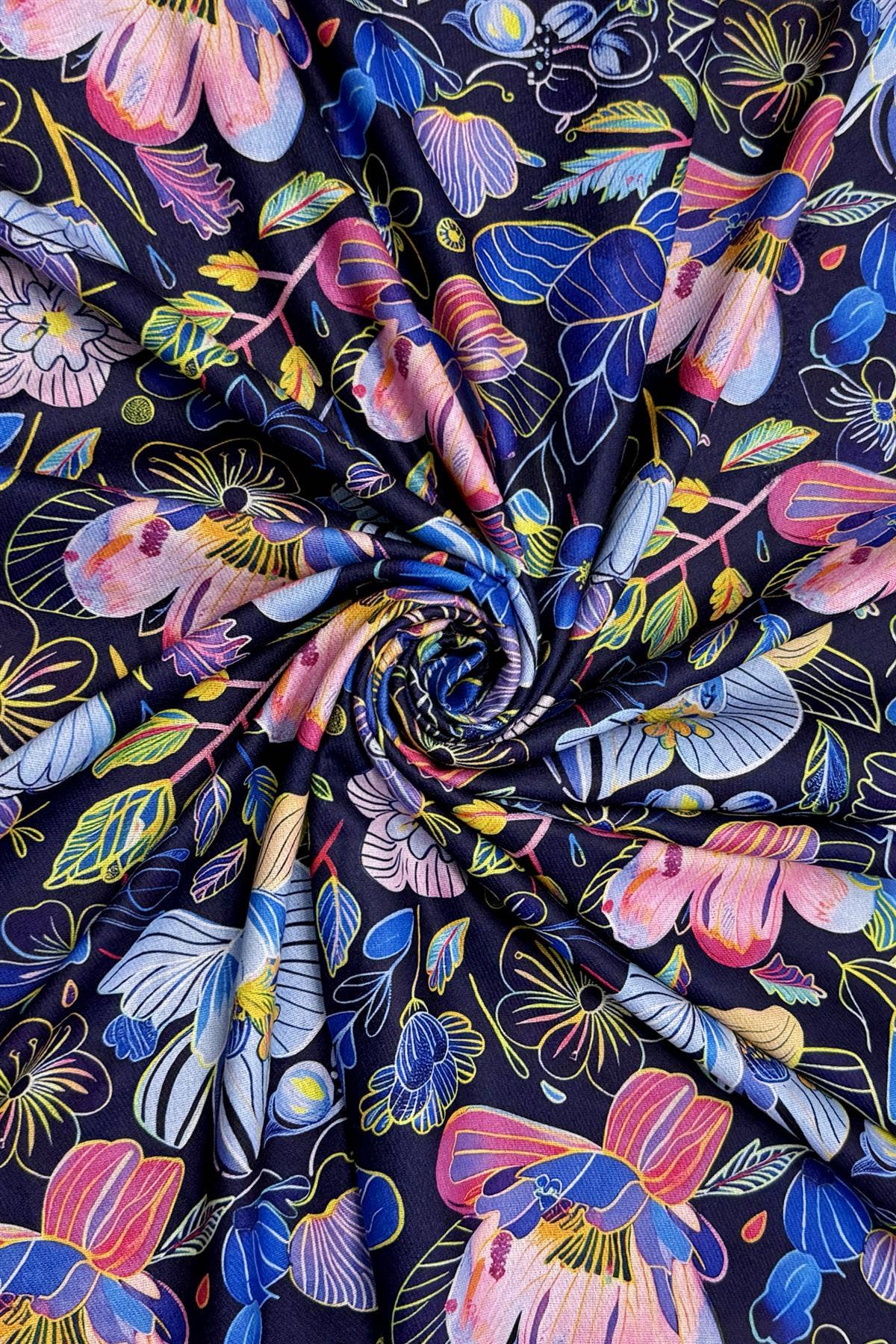 Violett Bunter Orchideen-Print Wollschal mit Fransen für den Großhandel auf Faire3