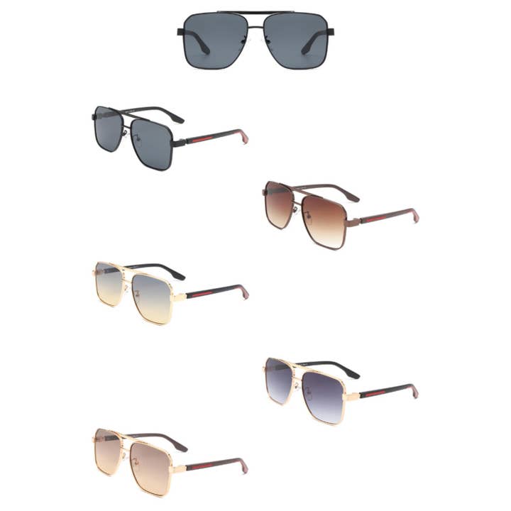 Óculos de sol aviador com barra superior quadrada e dupla ponte por atacado de Cramilo
