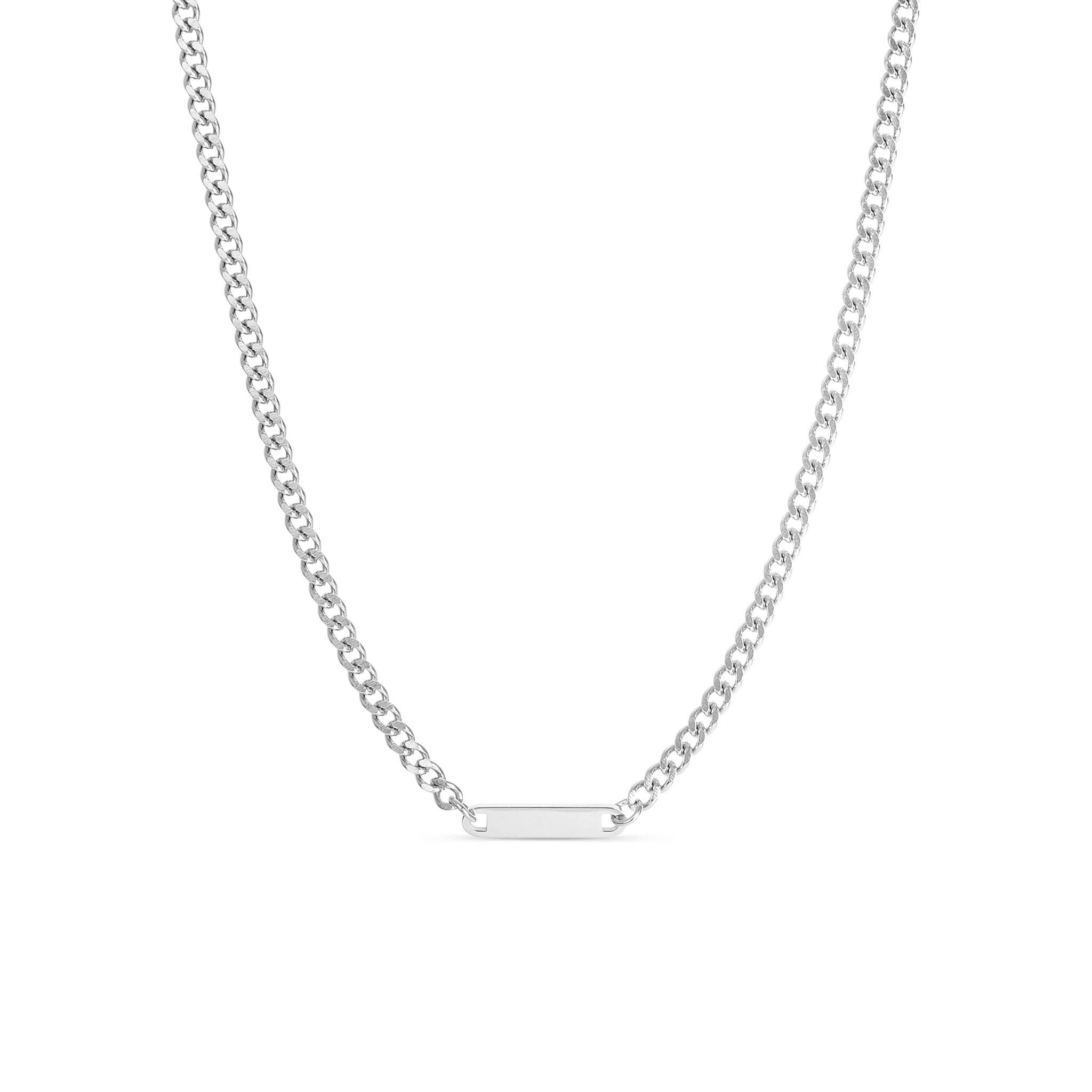 WJW - Wholesale Link & Chain Necklace - 18K Gold PVD Stainless Steel Engravable Curb Chain Bar Necklace / CHN99570