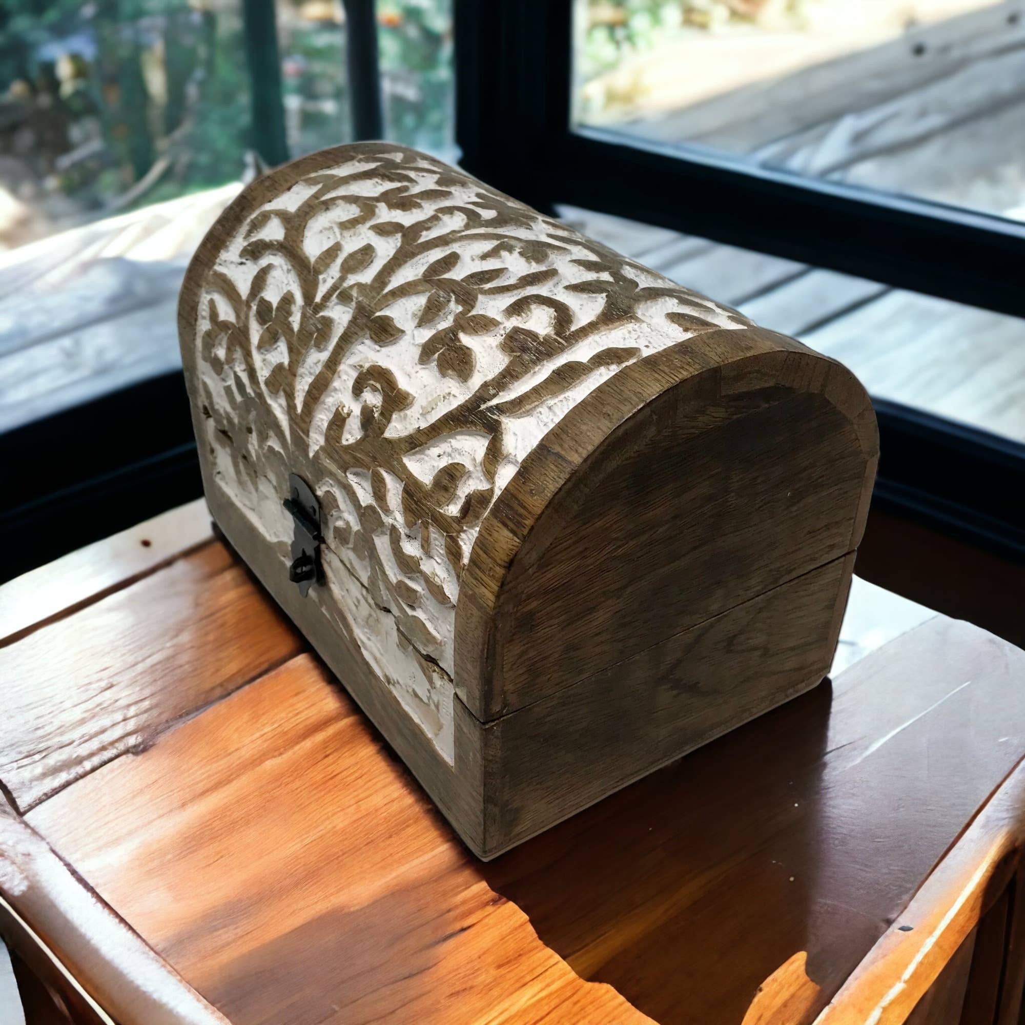 Wilco Home – Caixa decorativa por atacado – Caixa de Madeira Entalhada à Mão "Árvore da Vida" com Dobradiças Feriado13