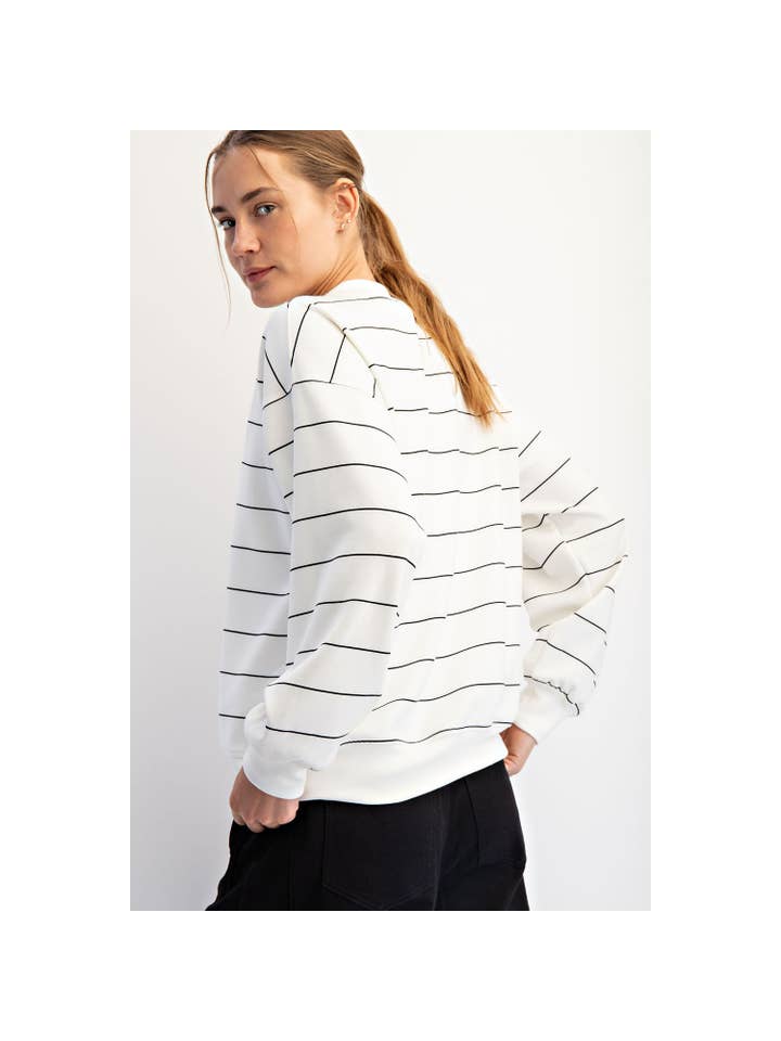 Rae Mode - Wholesale Lounge Top - Women's - MODAL SCUBA STRIPE CREW NECK TOP17