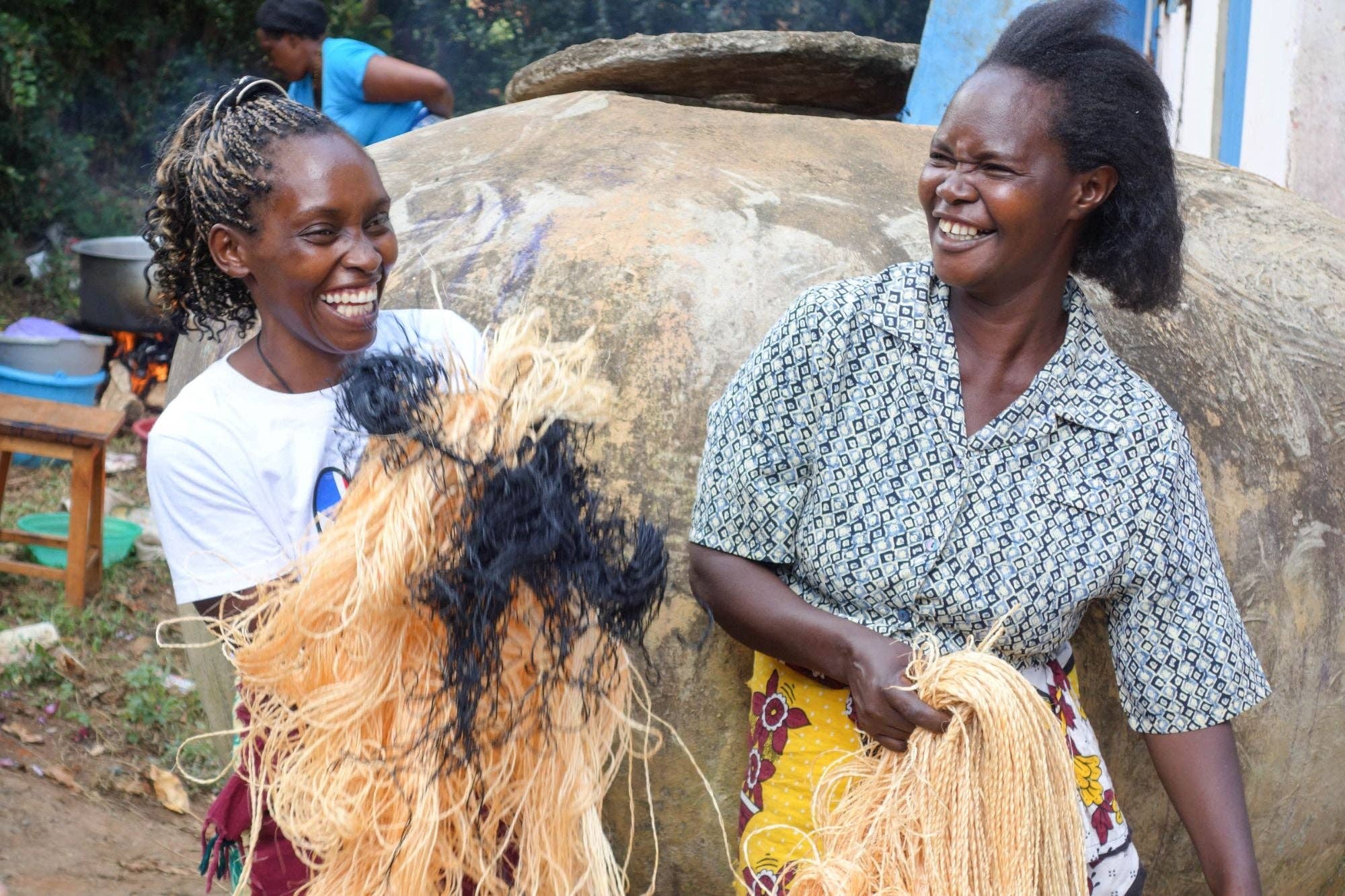 Natural CHAMA: Khaki & White Colour Block Storage Basket | Plant Pot Cover | Desk Tidy | Blanket Storage for wholesale on Faire1