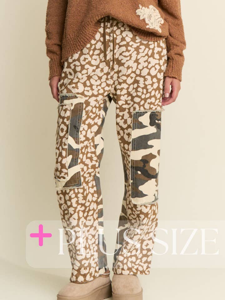 TALLA GRANDE ~ PANTALONES ESTAMPADO DE LEOPARDO Y CAMUFLAJE para venta al por mayor de J.NNA
