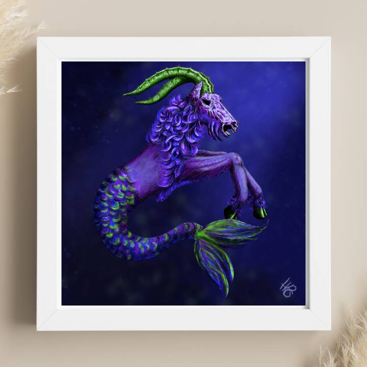 Capricorn Art Print - Square - 8x8" / 21x21cm for wholesale by Hannah Kate Makes