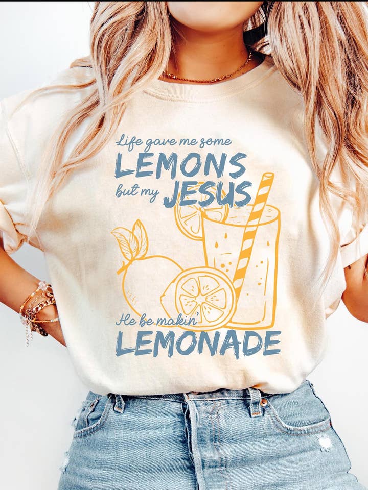My Jesus Making Lemonade Tee, Religious Christian Sweatshirt and other Purchase Wholesale christian tee. Free Returns & Net 60 Terms on Faire trending on Faire.