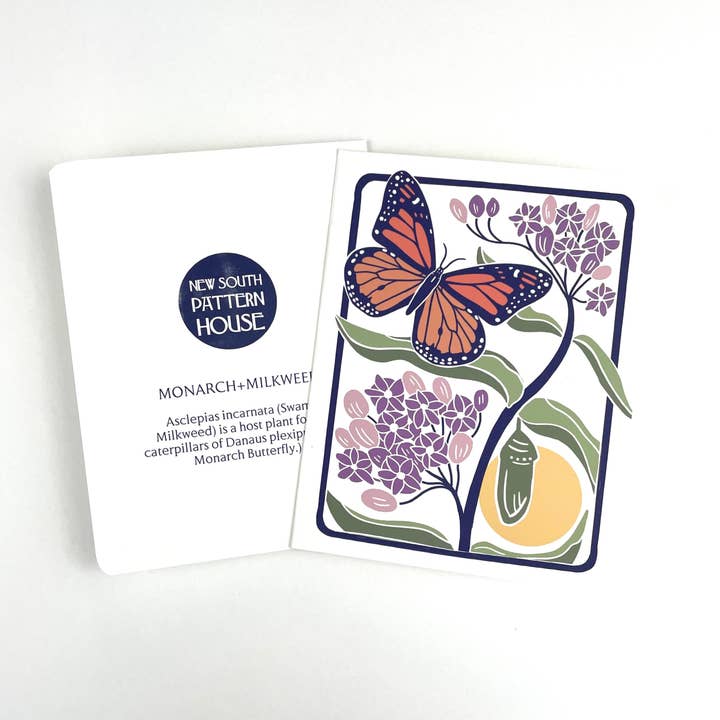 Monarch+Milkweed- Notecard, Set of 3 for wholesale by New South Pattern House